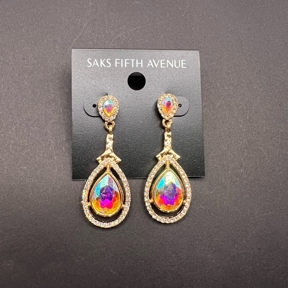 Saks Fifth Avenue Gold and Multicolor Teardrop Earrings